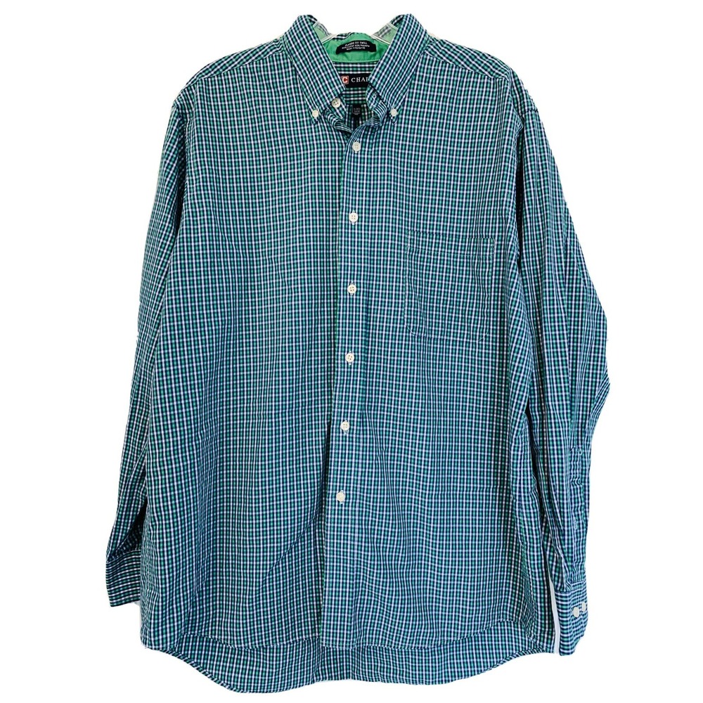 Men's Chaps Classic-Fit Easy-Care Plaid Twill Shirt Size 16-16 1/2 34/35